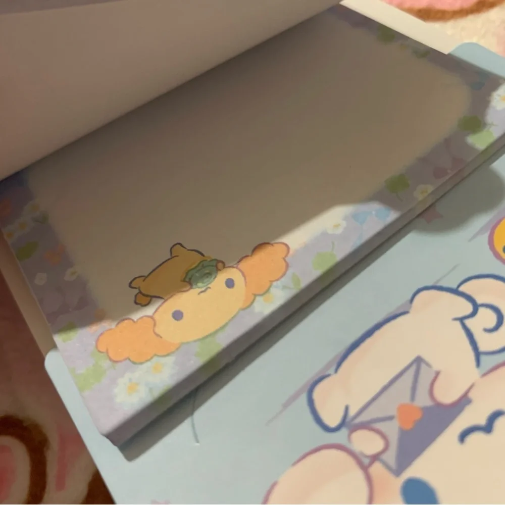 Baby Blue Cinnamoroll 4 Style Sticky Note Memo Slips with Built-in Holder